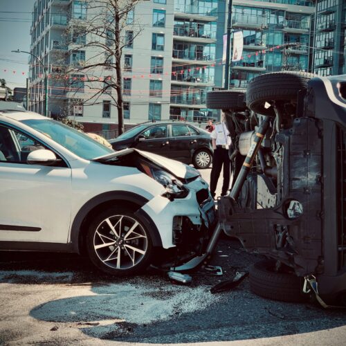 Vehicles damaged in a serious motor vehicle accident